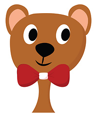 Image showing Clipart of a cute teddy bear wearing a red bow-like ribbon vecto