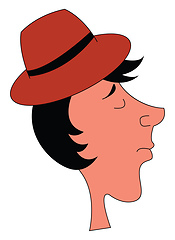 Image showing A profile of a guy in red hat vector or color illustration