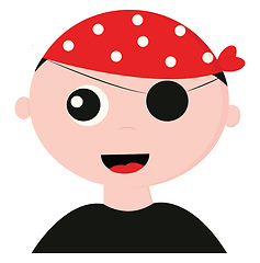 Image showing Cute pirate wearing a red bandana with white polka design vector