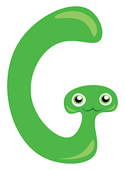 Image showing Green snake shaped G alphabet vector or color illustration