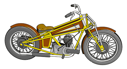 Image showing Brown and yellow vintage chopper motorcycle vector illustration 