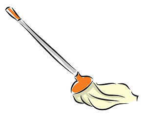 Image showing Mop with grey and orange handle illustration vector on white bac