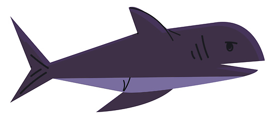 Image showing A big deep-water sea fish known as shark in blue color vector co