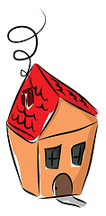 Image showing A small little house with red roof tint door and windows vector 
