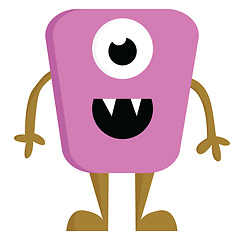 Image showing A single eyed pink happy monster vector or color illustration