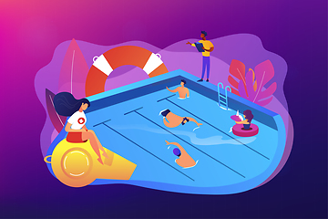 Image showing Swimming and lifesaving classes concept vector illustration.