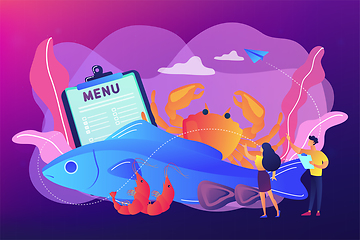 Image showing Seafood menu concept vector illustration.