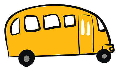 Image showing Painting of a yellow Avtobus for the transportation/Road transpo