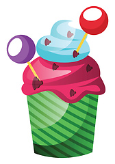 Image showing Colorful cupcake with lollipop decorationillustration vector on 