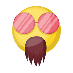Image showing Hippie yellow emoji face with sunglasses and beard vector illust