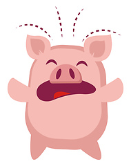 Image showing Piggy is crying, illustration, vector on white background.