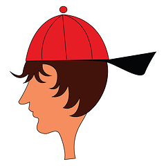 Image showing Cartoon character of a boy in a red cap set isolated white backg