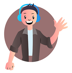 Image showing Cute cartoon boy with headphones vector illustartion on white ba