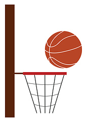 Image showing Basketball net and ball depicting a game is in progress vector c