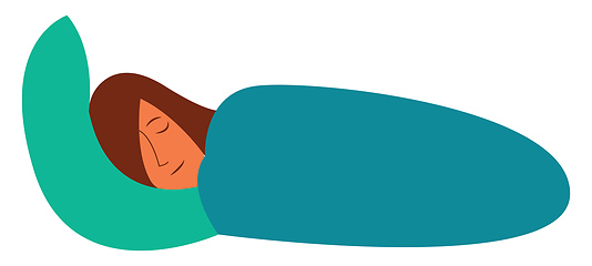 Image showing A lady dreaming as she sleeps in her bed stead vector color draw