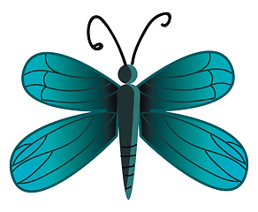 Image showing A beautiful blue butterfly with its wings vector color drawing o