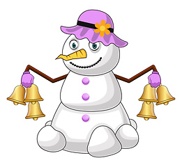 Image showing Snowman with bells illustration vector on white background