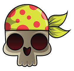 Image showing Skull with bandana illustration vector on white background 