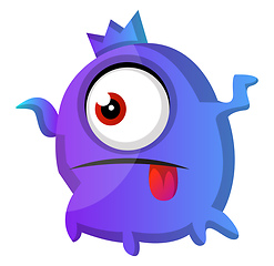 Image showing One eyed purple monster with tongue out illustration vector on w