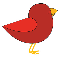 Image showing Cartoon red bird set on isolated white background viewed from th