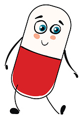 Image showing Smiling red and white pill vector illustration on white backgrou