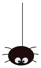 Image showing Simple cartoon of a black spider hanging vector illustration on 