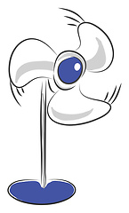 Image showing White electric fan on a blue stand vector illustration on white 