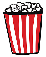 Image showing Red and white straped box of popcorn vector illustration on a wh