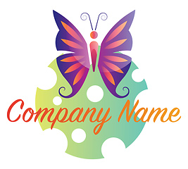 Image showing Colorful logo vector illustration of a buterfly and dotted circl