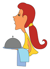 Image showing Waiter, vector or color illustration.