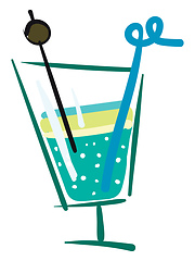 Image showing Cocktail in a glass, vector color illustration.