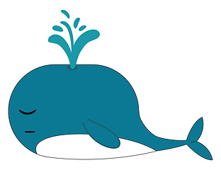 Image showing Clipart of a blue-colored sleeping whale vector or color illustr