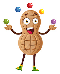 Image showing Peanut juggling, illustration, vector on white background.