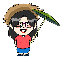 Image showing An Asian tourist vector or color illustration