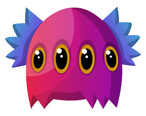 Image showing Purple monster with four eyes illustration vector on white backg