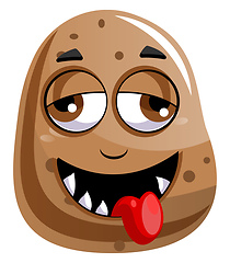 Image showing Potato sticking his red tongue out illustration vector on white 