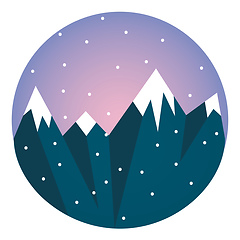 Image showing Clipart of a blue snow-covered mountain range vector color drawi