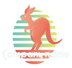 Image showing Pink kangaroo inside a colorful elipse vector logo design on a w