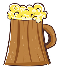Image showing Image of beer in wooden cup, vector or color illustration.