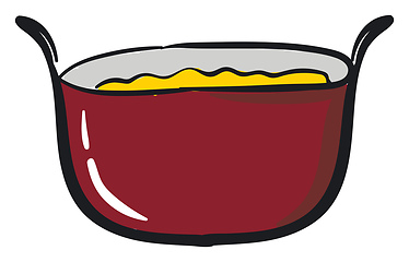 Image showing Red saucepan, vector or color illustration.
