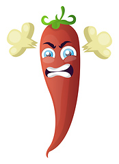 Image showing Mad cartoon chilli illustration vector on white background