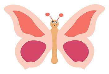 Image showing Beautiful pink butterfly, vector or color illustration.