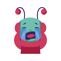 Image showing Crying pink and blue monster vector sticker illustration on a wh