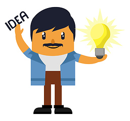 Image showing Man having idea, illustration, vector on white background.