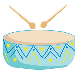 Image showing Painting of a musical instrument called drum struck with two sti