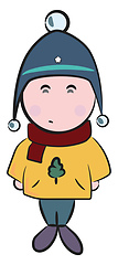 Image showing A boy in warm Christmas themed clothes vector or color illustrat
