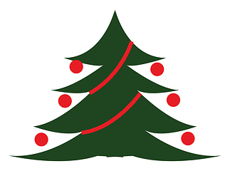 Image showing A chirstmas tree decorated vector or color illustration