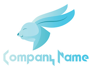 Image showing Light blue rabbit head vector logo illustration on a white backg