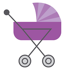 Image showing Vitage pink baby stroller vector illustration on white backgroun