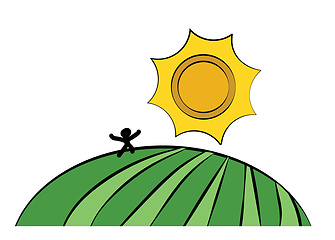 Image showing Man running under the bright sun vector or color illustration